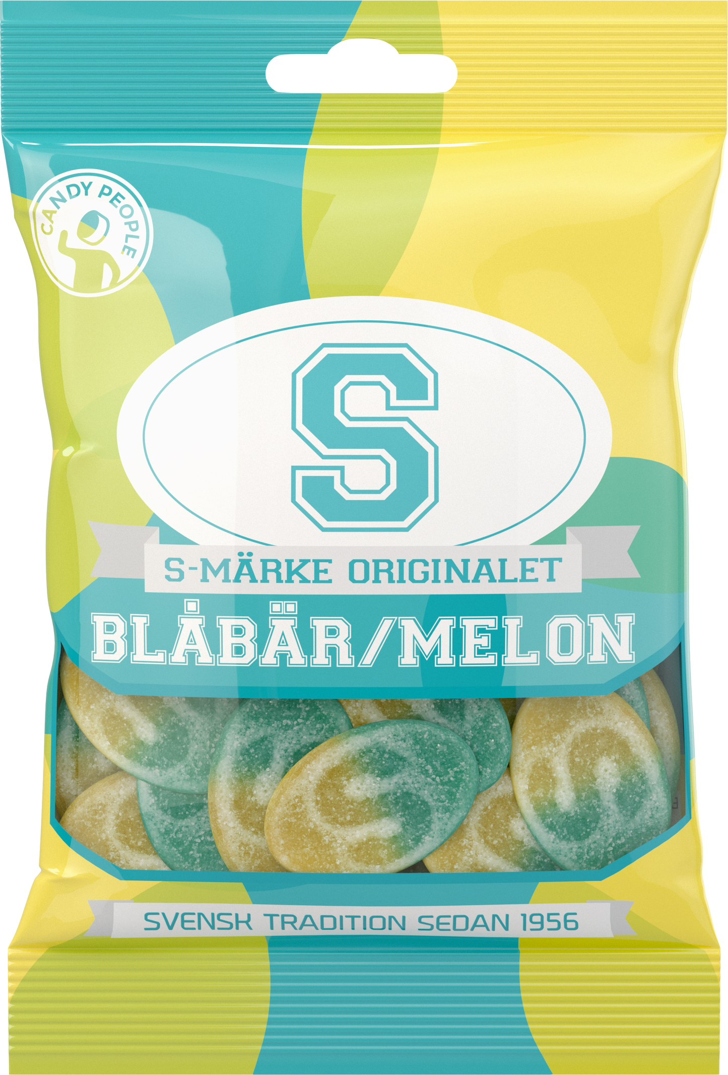 Schwedische Saure Blaubeer-Melone-Fruchtgummis – Candy People S-märke | 18×80g Karton