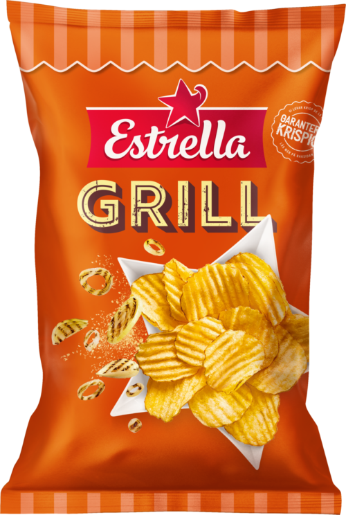 Schwedische Kartoffelchips Grill – Estrella | 27×40g Karton