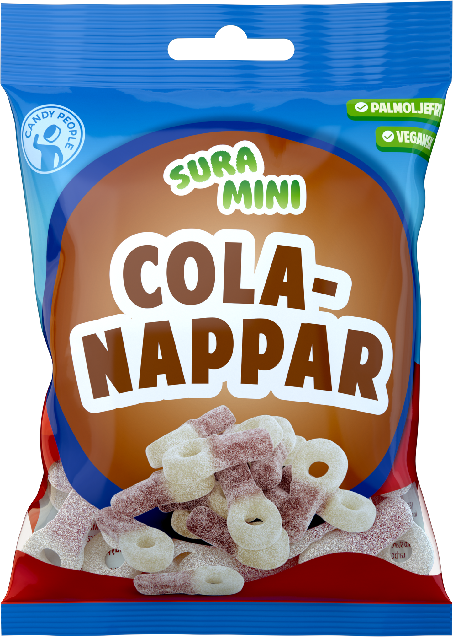 Schwedische Saure Mini-Schnuller Cola – Candy People | 18×70g Karton [Vegan]