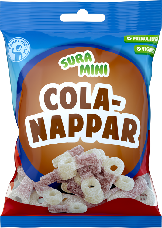 Schwedische Saure Mini-Schnuller Cola – Candy People | 18×70g Karton [Vegan]