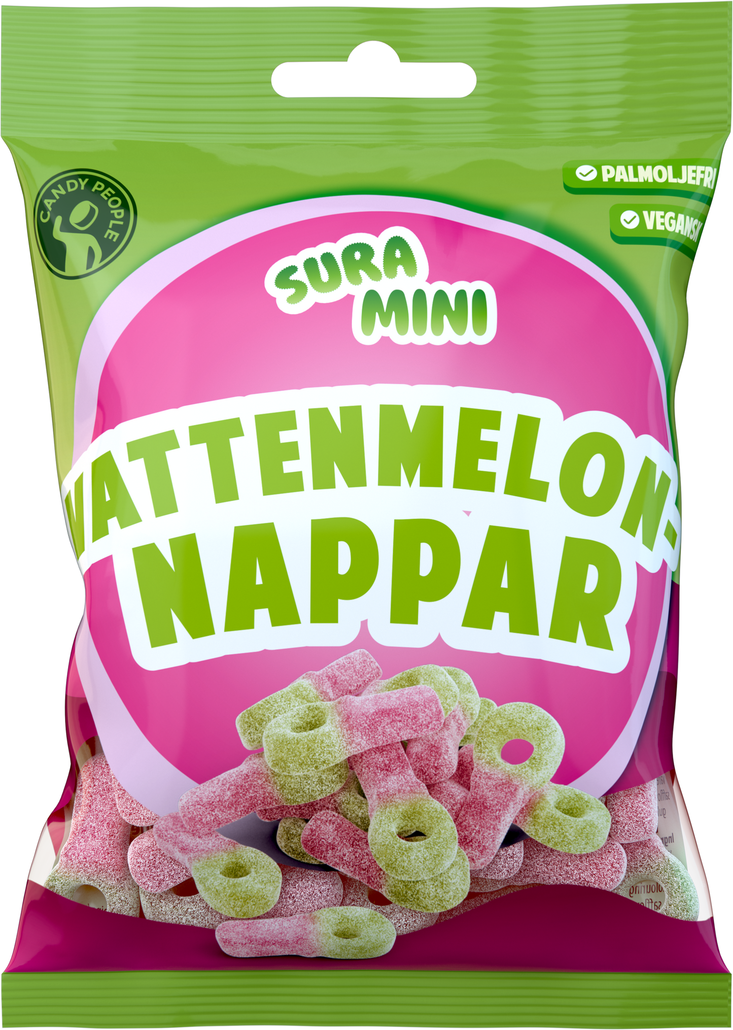 Schwedische Saure Mini-Schnuller Wassermelone – Candy People | 18×70g Karton [Vegan]