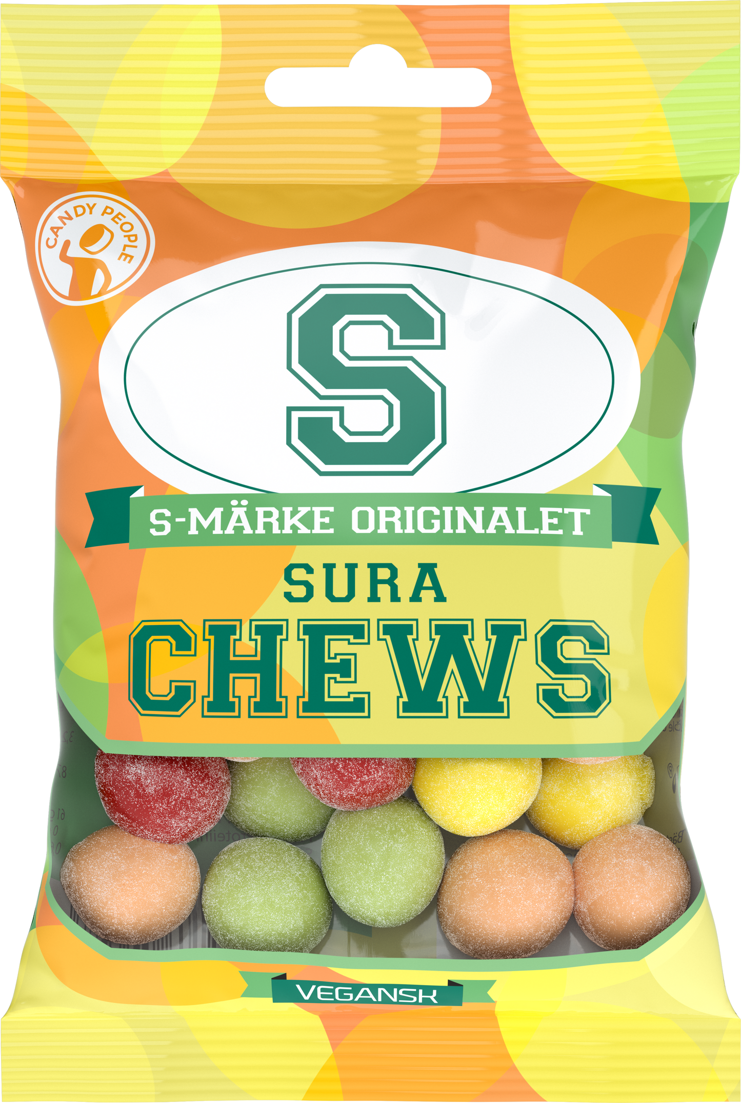 Schwedische Saure Kaubonbons – Candy People S-märke Chews | 18×70g Karton [Vegan]