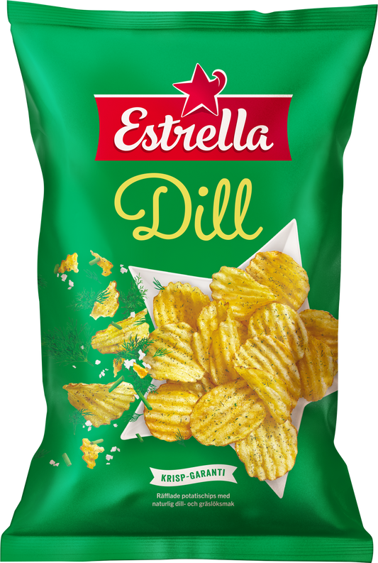 Schwedische Kartoffelchips Dill – Estrella | 21×175g Karton