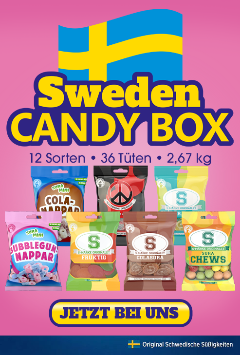 Sweden Candy Box – Alle 12 Sorten | 36 Tüten Probierpaket (2,67 kg)